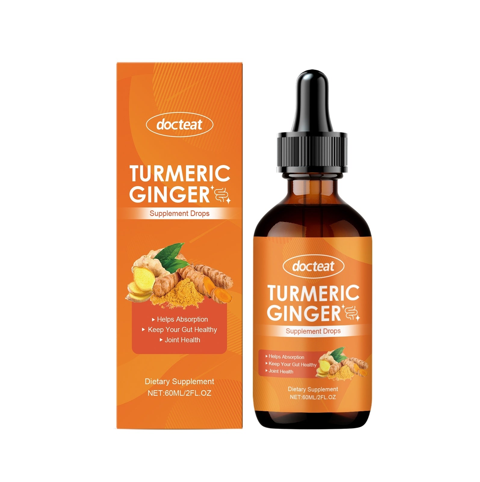 Gouttes Digestives au Curcuma &amp; Gingembre | Bien-être Intestinal, Naturellement