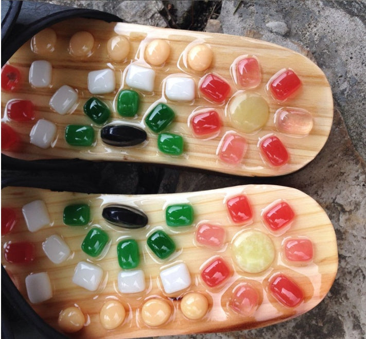 Pantoufles de Massage aux Galets Naturels | Réflexologie Plantaires & Circulation Optimale